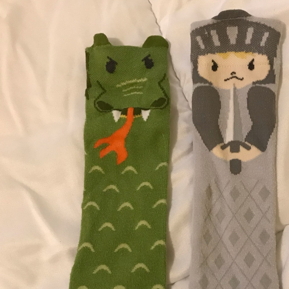 Toddler Boy Dragon vs Knight Knee socks Fairy Tale